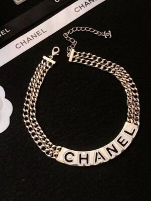 18K CC White Logo Choker Necklace