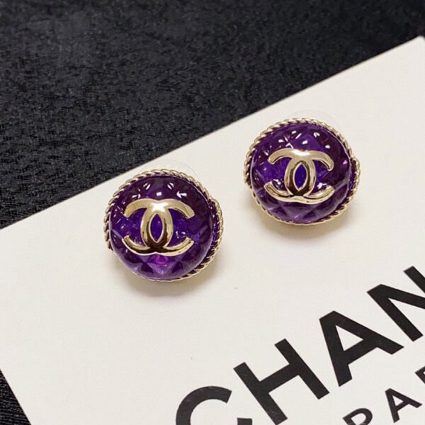 18K CC Purple Crystal Earrings