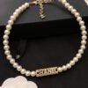 18K CC Scripe Pearls Chain Necklace