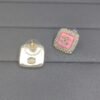 18K CC Diamond Square Pink Earrings
