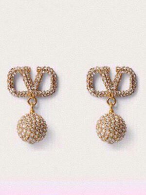 18K Vlogo Diamonds Earrings
