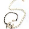 18K CC Leather Pearls Necklace