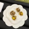 18K Double G Yellow Crystal Earrings