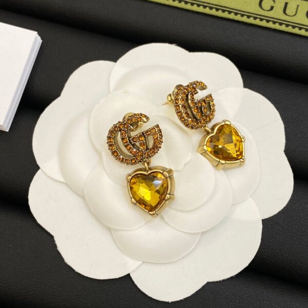 18K Double G Yellow Crystal Earrings