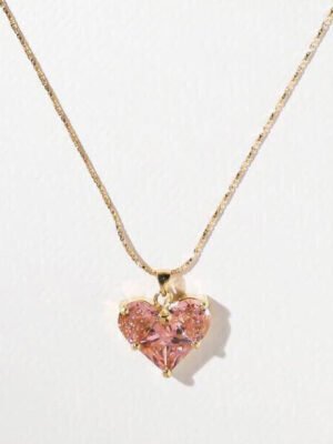 18K Triomphe Pink Heart Crystal Necklace