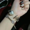 18K CC Heart Black Cuff Bracelet