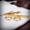 18K BB Typo Mirror Hoop Crystals Earrings