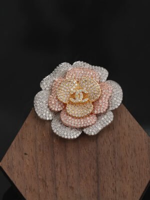 18K CC Camellia Pink Diamonds Brooch