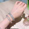 18K White Gold Perl¨¦e Diamonds Three Rows Bracelet