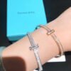 18K T1 Wide Diamond Hinged Bangle Bracelet