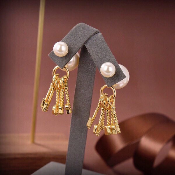 18K CD Tassel Pearls Earrings