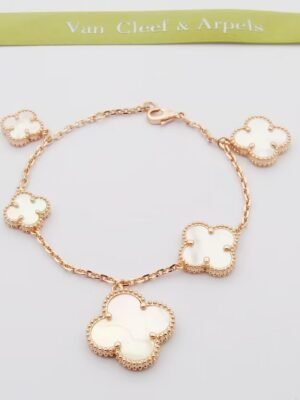 18K Magic Alhambra Five Pearls Motifs Clover Bracelet