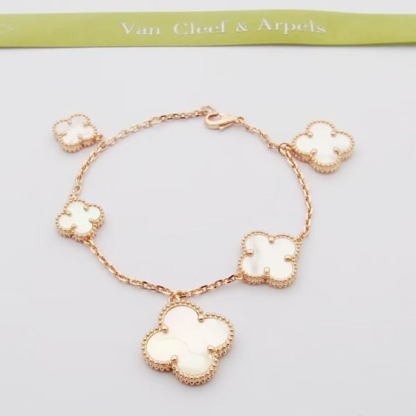 18K Magic Alhambra Five Pearls Motifs Clover Bracelet