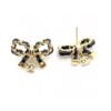 18K CC Bow Tie Strass Earrings