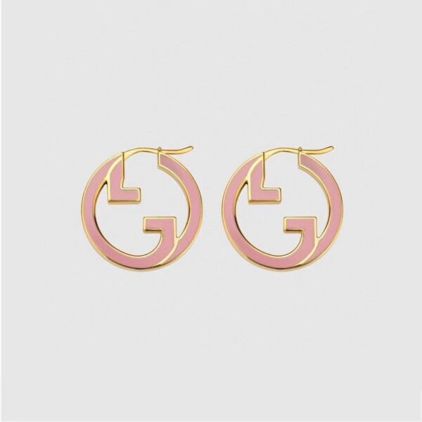 18K Double G Pink Hollow Earrings