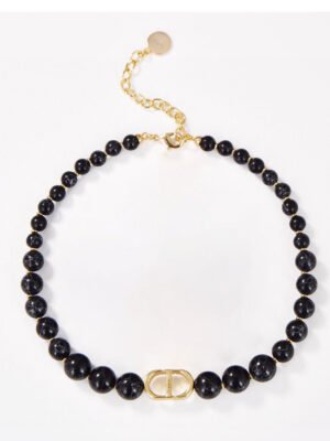 18K CD 30 Montaigne Choker Black Pearls Necklace