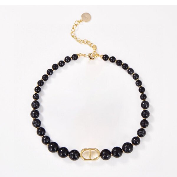 18K CD 30 Montaigne Choker Black Pearls Necklace
