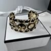 18K CC Leather Open Cuff Bracelet