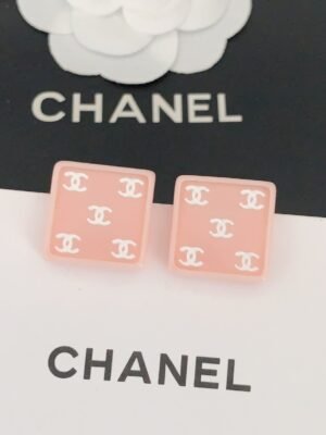 18K CC Pink Resin Earrings