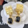 18K CC Black Crystal Earrings