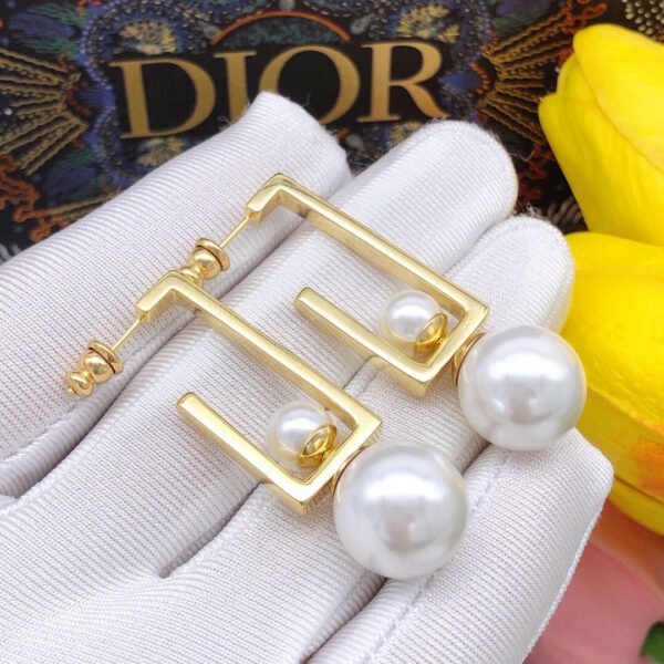 18K CD Square Pearl Earrings