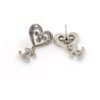18K CC Heart Diamond Earrings