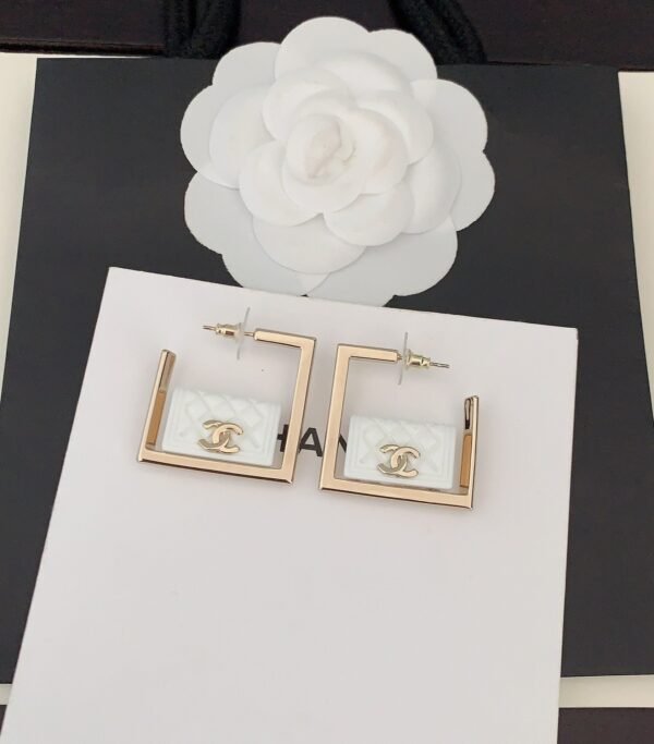 18K CC White Bag Pendant Earrings