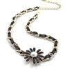18K CC Flower Leather Choker Necklace