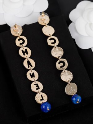 18K CC Script Pendant Earrings