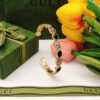 18K Double G Flowers Black Crystals Open Cuff Bracelet