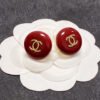 18K CC Wine Red Round Earrings