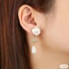 18K CC Flower Pearl Earrings