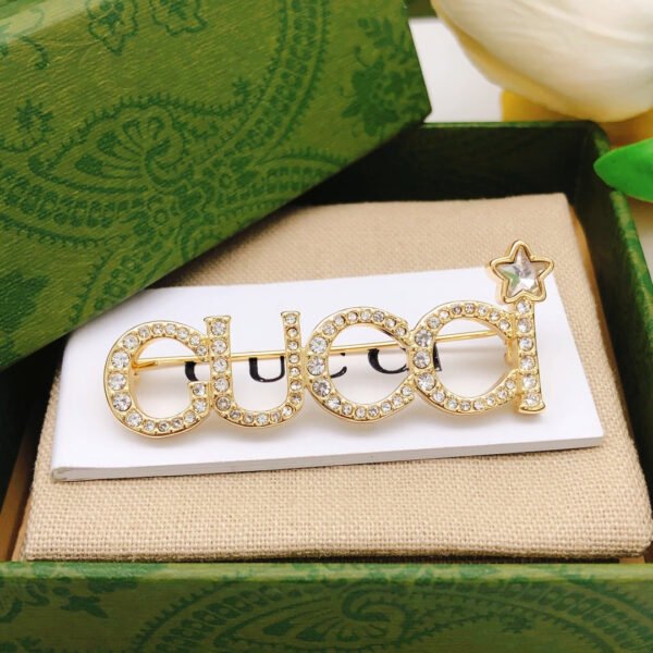 18K Double G Diamonds Brooch