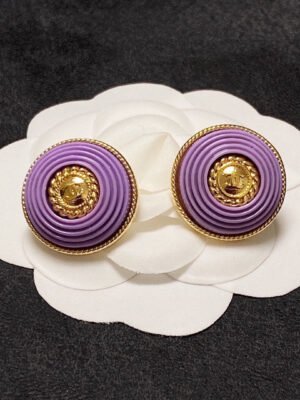 18K CC Purple Resin Earrings