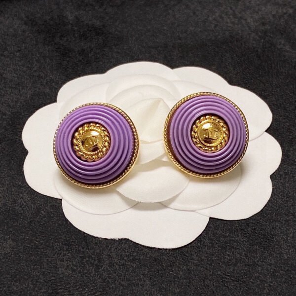18K CC Purple Resin Earrings