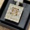18K CC Perfume Bottle Crystals Brooch
