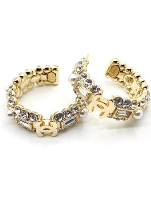 18K CC Crystals Circle Earrings