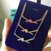 18K T Knot Pendant Diamond Necklace