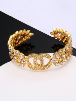 18K CC Crystals Open Cuff Bracelet