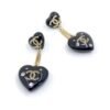 18K CC Heart Pendant Earrings