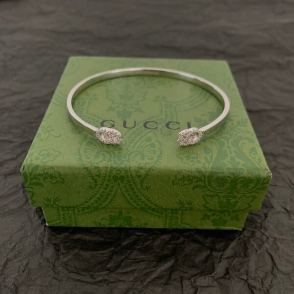 18K Double G Running Diamond Cuff Bracelet