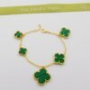 18K Magic Alhambra Five Malachite Motifs Clover Bracelet