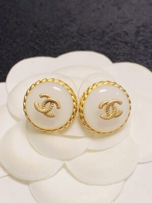 18K CC Pearl Vintage Earrings