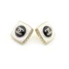18K CC Pearl Square Earrings
