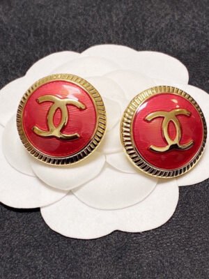 18K CC Pink Round Earrings