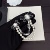 18K CC Black Bow Pearls Brooch