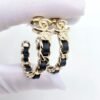 18K CC Cricle Leather Earrings