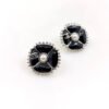 18k CC Black Pearl Clover Earrings