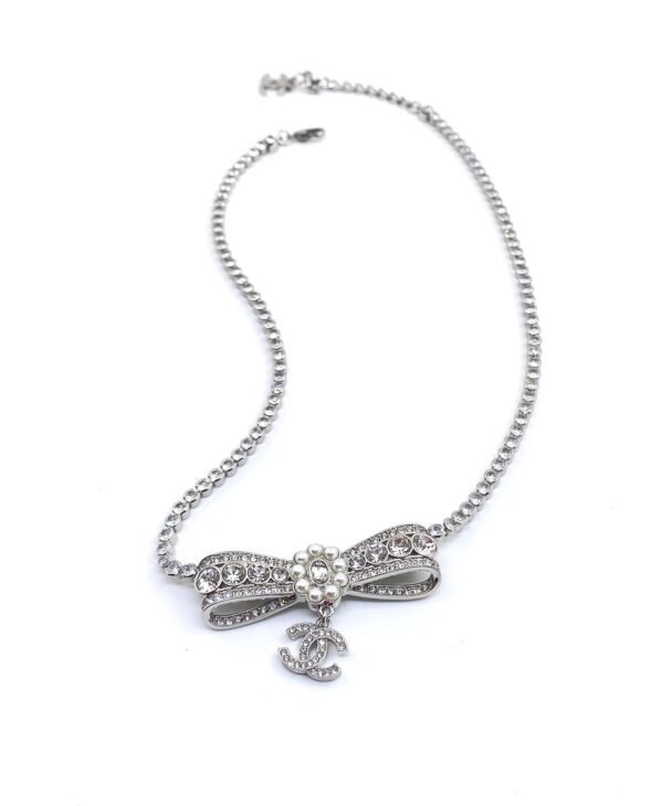 18K CC Diamonds Bow Tie Necklace