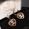 18K CC Heart Strass Earrings